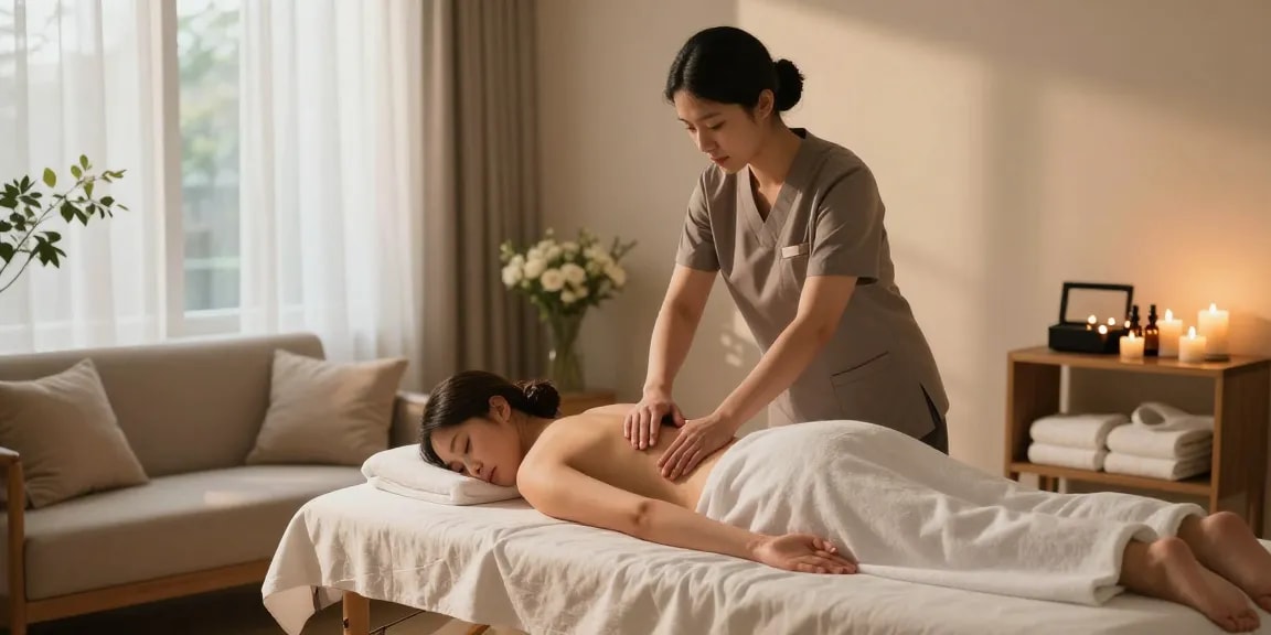 송파출장안마 service in a serene home massage setting with relaxing ambiance and professional therapist.