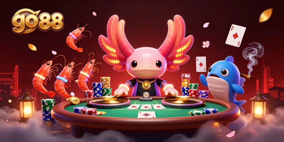 Join the gaming fun at go 88 with an energetic 3D casino party illustration.