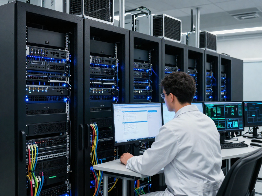 rokok88 alternatif server infrastructure in UK with high-performance servers and technician monitoring data for optimal performance.
