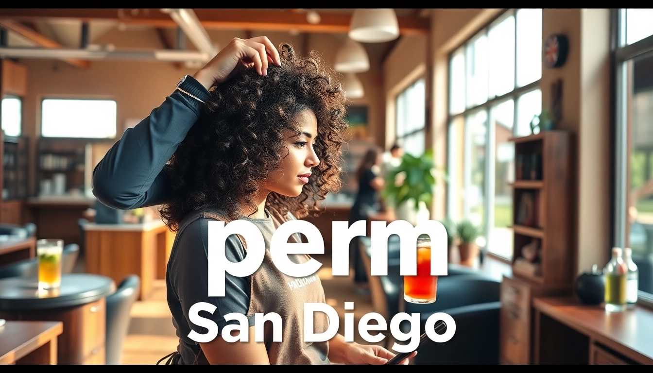 Stunning perm service in a San Diego salon, featuring expert styling and a warm ambiance.