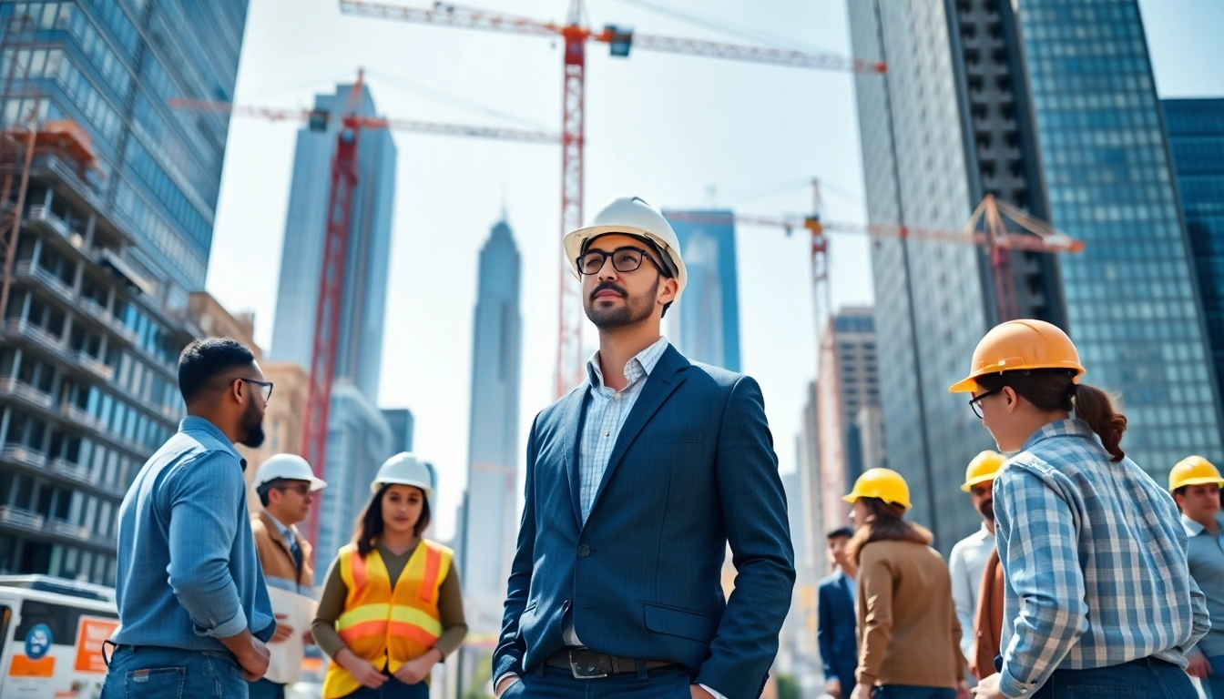 Manhattan Construction Manager leading a team on a New York construction site.