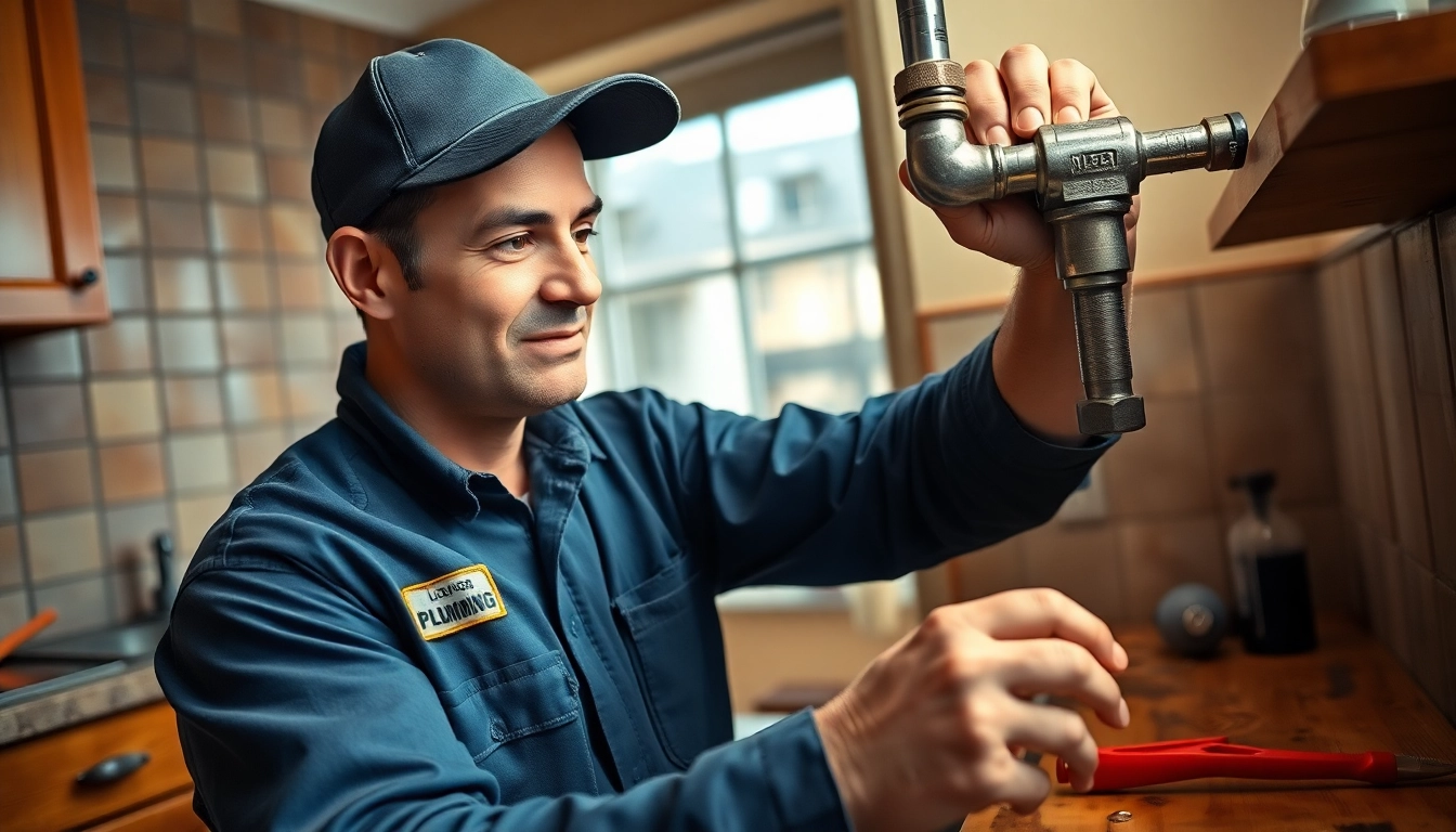 Plumbing emergency NYC: Experienced plumber addressing a burst pipe in a New York City kitchen.