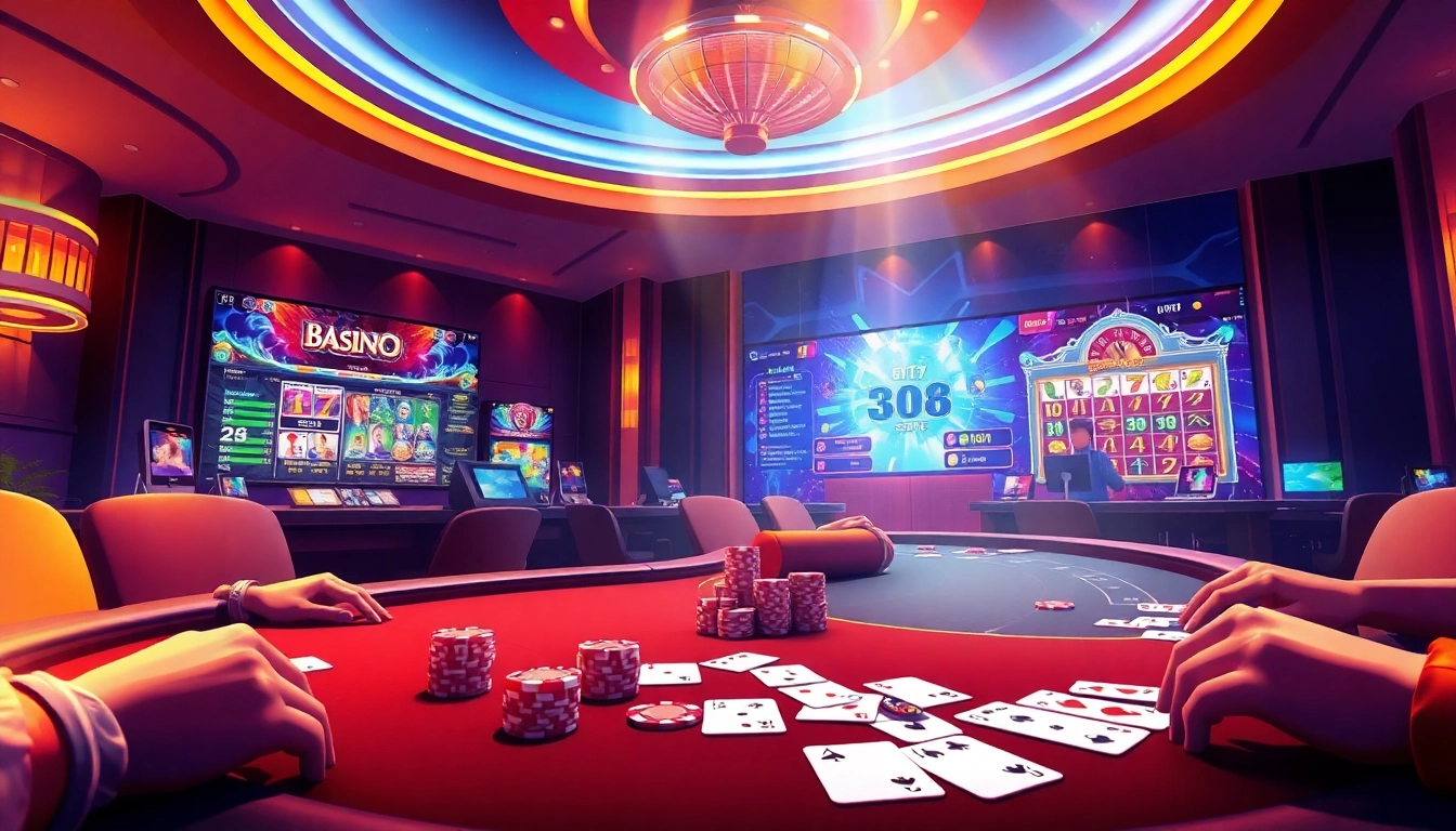 Experience the excitement of Nhà Cái RR88 with vibrant online gambling visuals including poker chips and casino games.