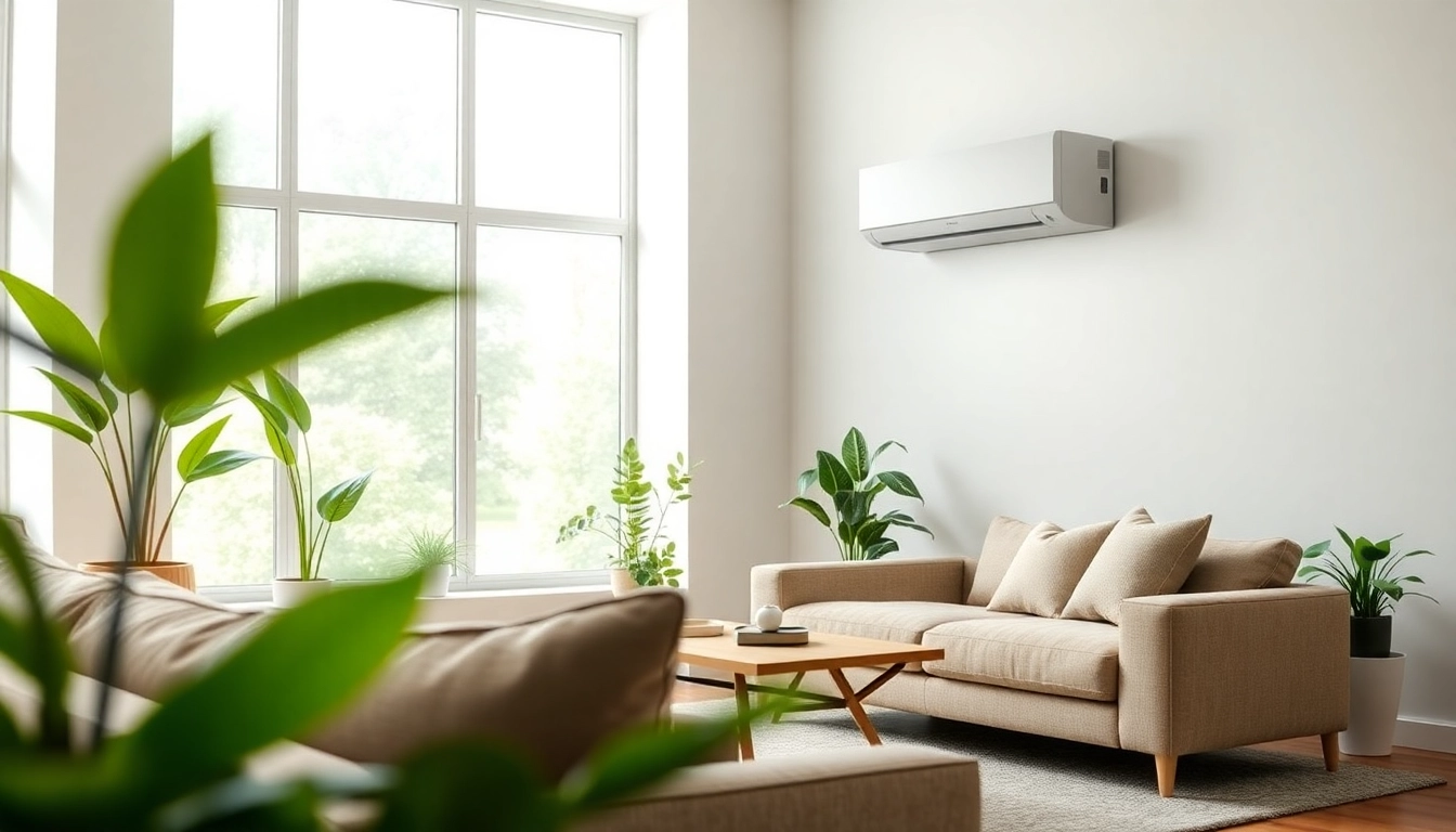 Install a Mitsubishi mini split AC in a modern living room for optimal comfort.