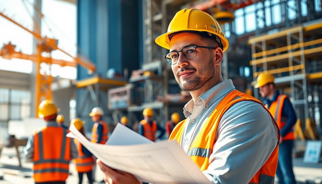 Manhattan Construction Manager supervising a vibrant construction site with team members and cranes.