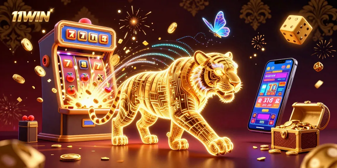 Win big with 11WIN as the neon tiger prowls through an exciting casino realm of games and rewards.