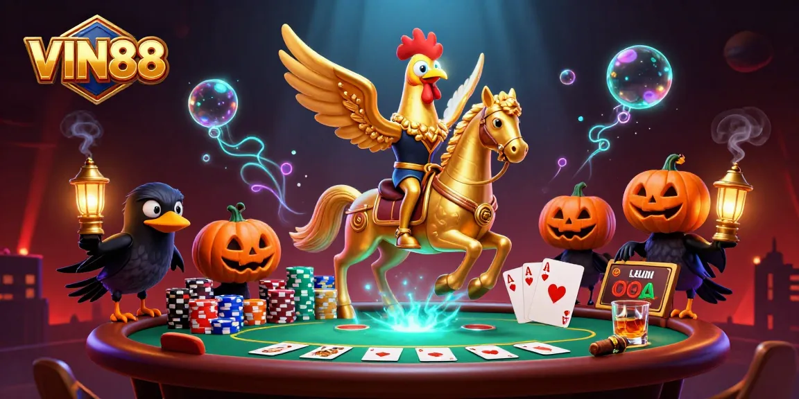 Experience the excitement of VIN88 casino with dynamic poker action and vibrant characters.